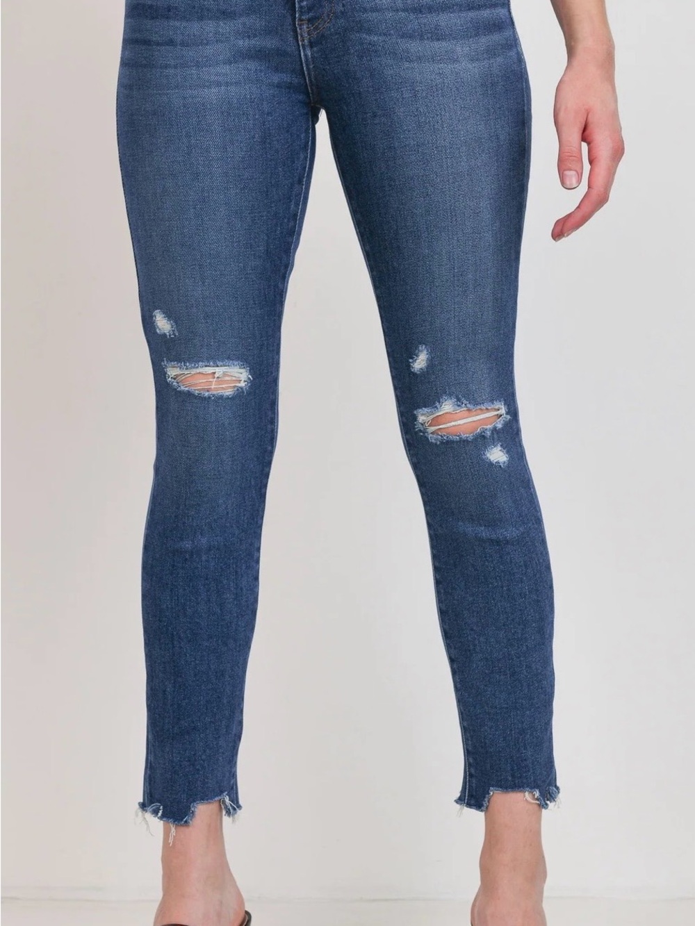 Just Black High-Rise Distressed Skinny Jeans - Dark Blue